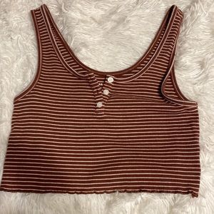 Brown and white striped crop top